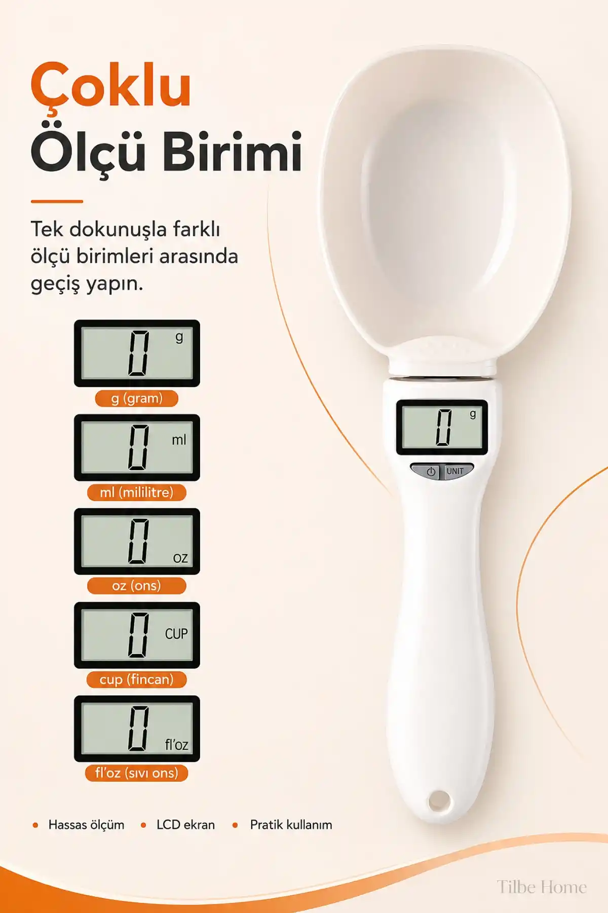 Dijital Ölçü Kaşığı Terazi 800 Gr Hassas Tartılı Mama Kabı LCD Ekranlı Mutfak Kahve Un Ölçüm Kaşığı
