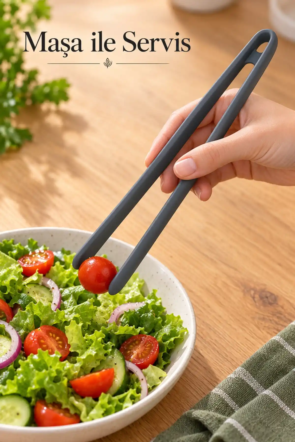 4 Parça Gri Silikon Mutfak Seti Büyük Küçük Kaşık, Spatula ve Maşa Hazırlık Servis Gereçleri Takımı