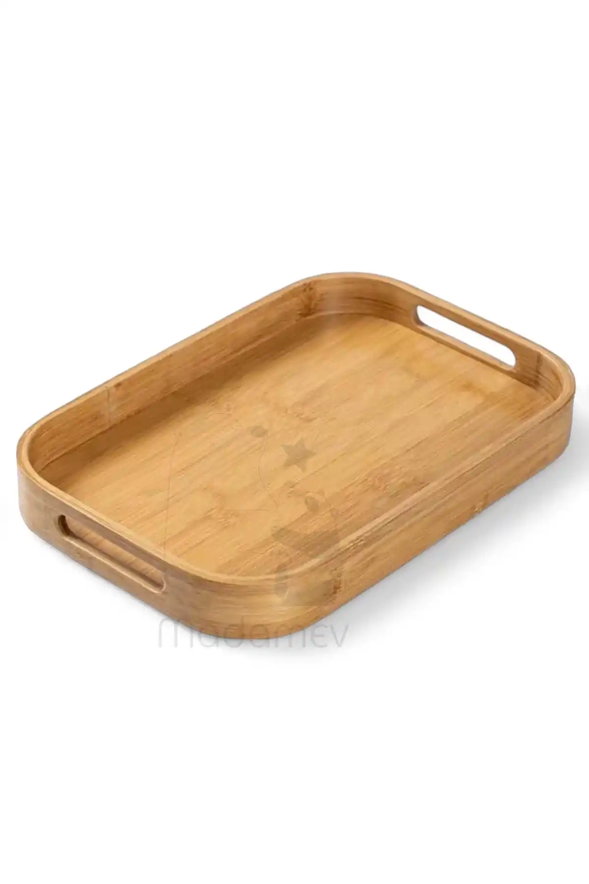 Bambu Oval Tepsi Büyük Boy 46x33 cm Servis Çay Kahve Sunum Tepsisi Lüx Bambu Classic Oval Tepsi