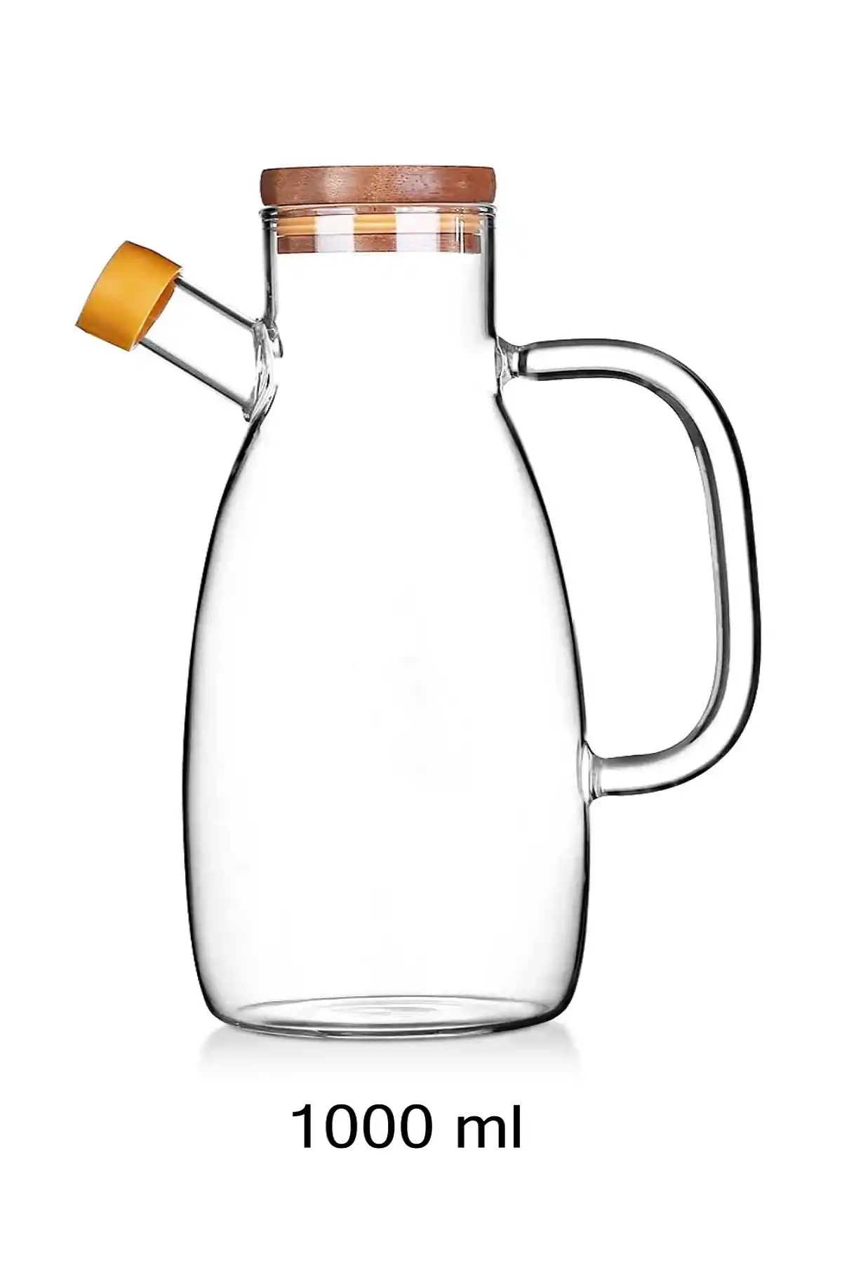 Bambu Kapaklı Yağdanlık 1000 ml Borosilikat Cam Yağlık Sirkelik Şişesi Master Vakumlu Sosluk