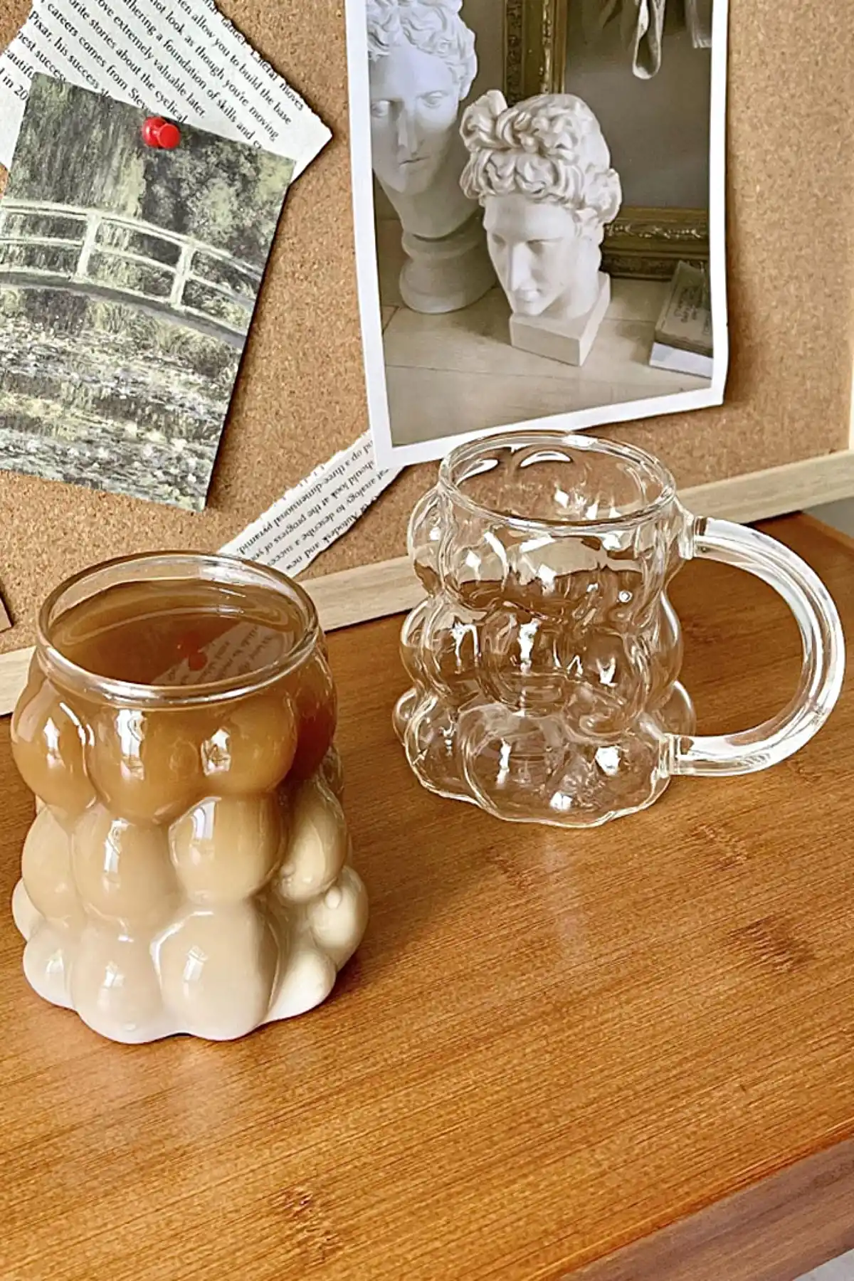 2li Şekilli Boncuk Bardak Meşrubat Üzüm Tanesi Sunum Bardağı Kulplu ve Kulpsuz Retro Cam Bardak