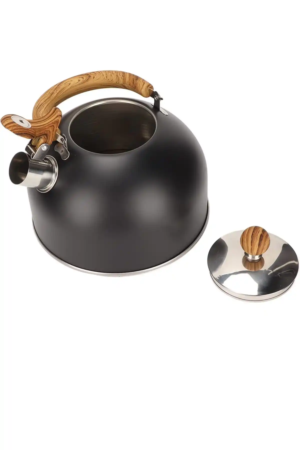 3 Litre Düdüklü Çaydanlık Ahşap İskandinav Su Isıtıcı Islık Çalan Çaydanlık Kettle Demlik Çay Potu