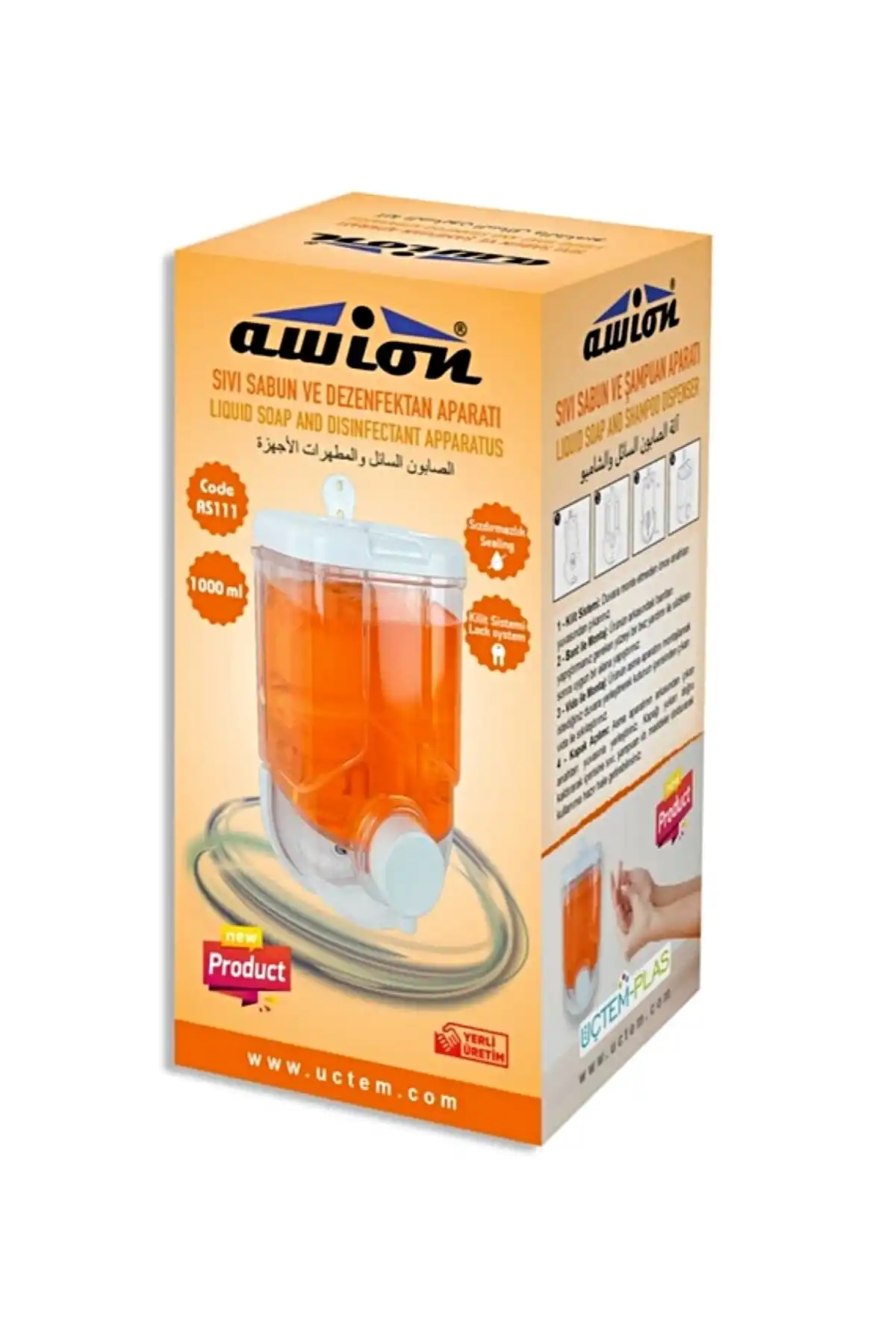 Duvara Monte Edilbilir Sıvı Sabunluk Dispanseri Mutfak Banyo Sıvı Sabunluk 1000 ml.