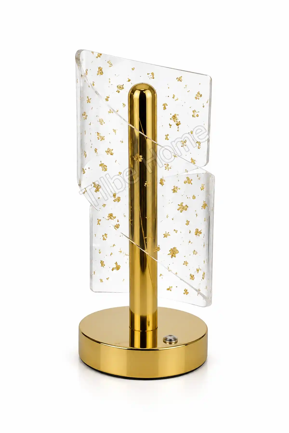 Gold Spiral Efektli Şarjlı LED Masa Lambası Akrilik Kristal Görünümlü Dekoratif Gece Lambası