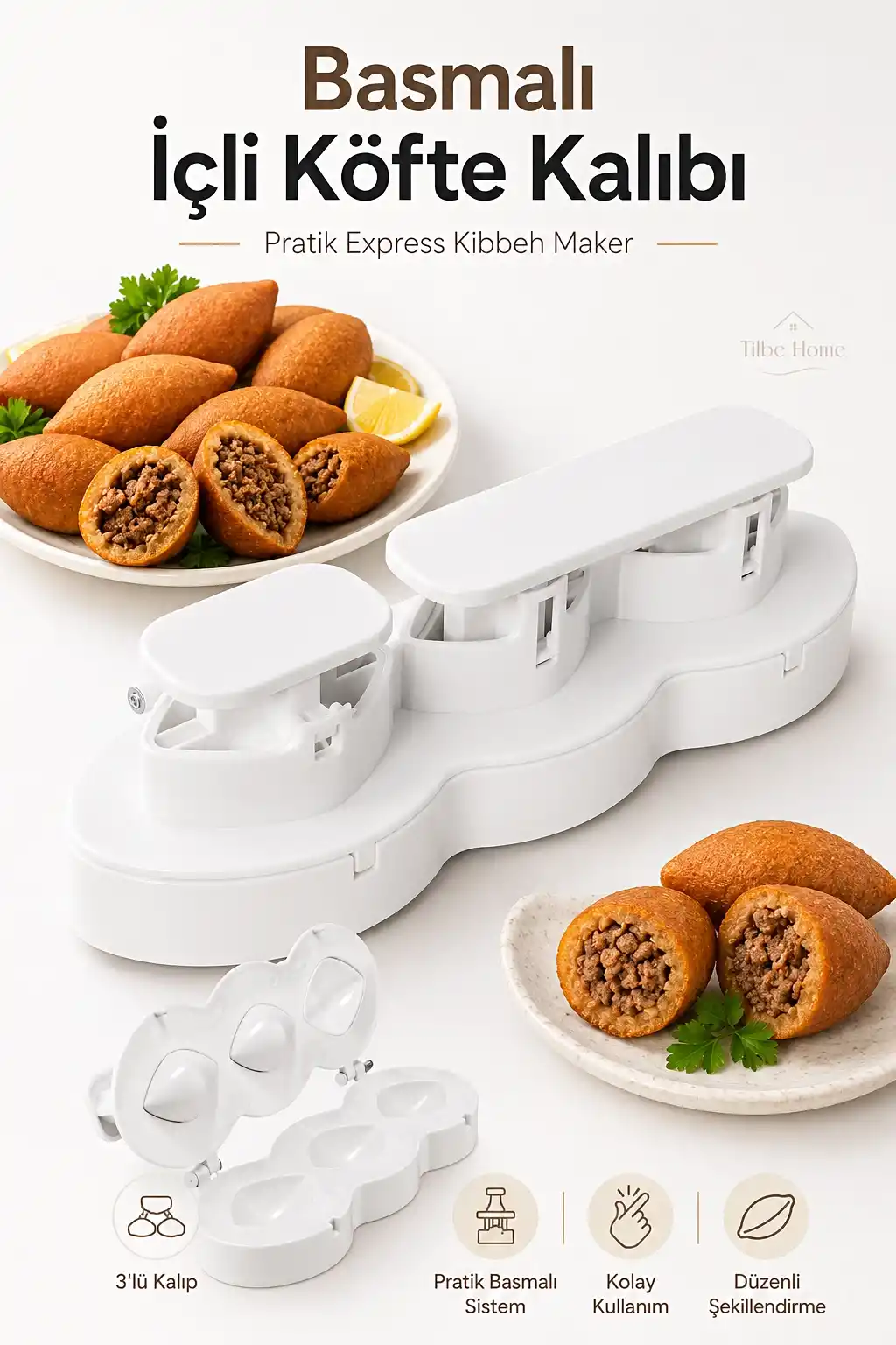 İçli Köfte Aparatı Basmalı İçli Köfte Kalıbı Kibbeh Maker Pratik Köfte Yapma Aparatı Köfte Kalıbı