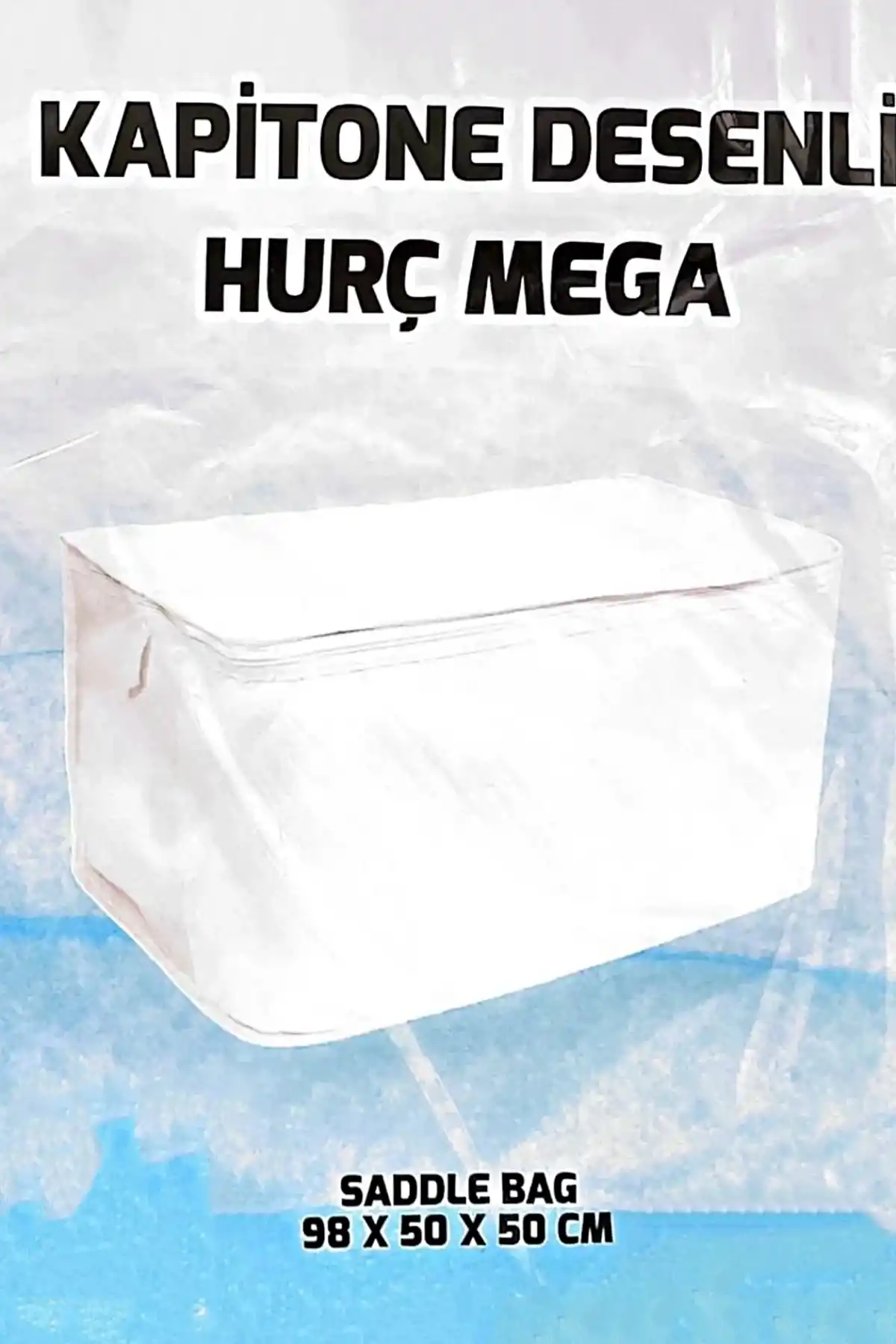Mega Boy Kapitone Desenli Beyaz Yorgan Hurcu 98X50X50cm Baza Altı Fermuarlı Yastık Battaniye Hurcu