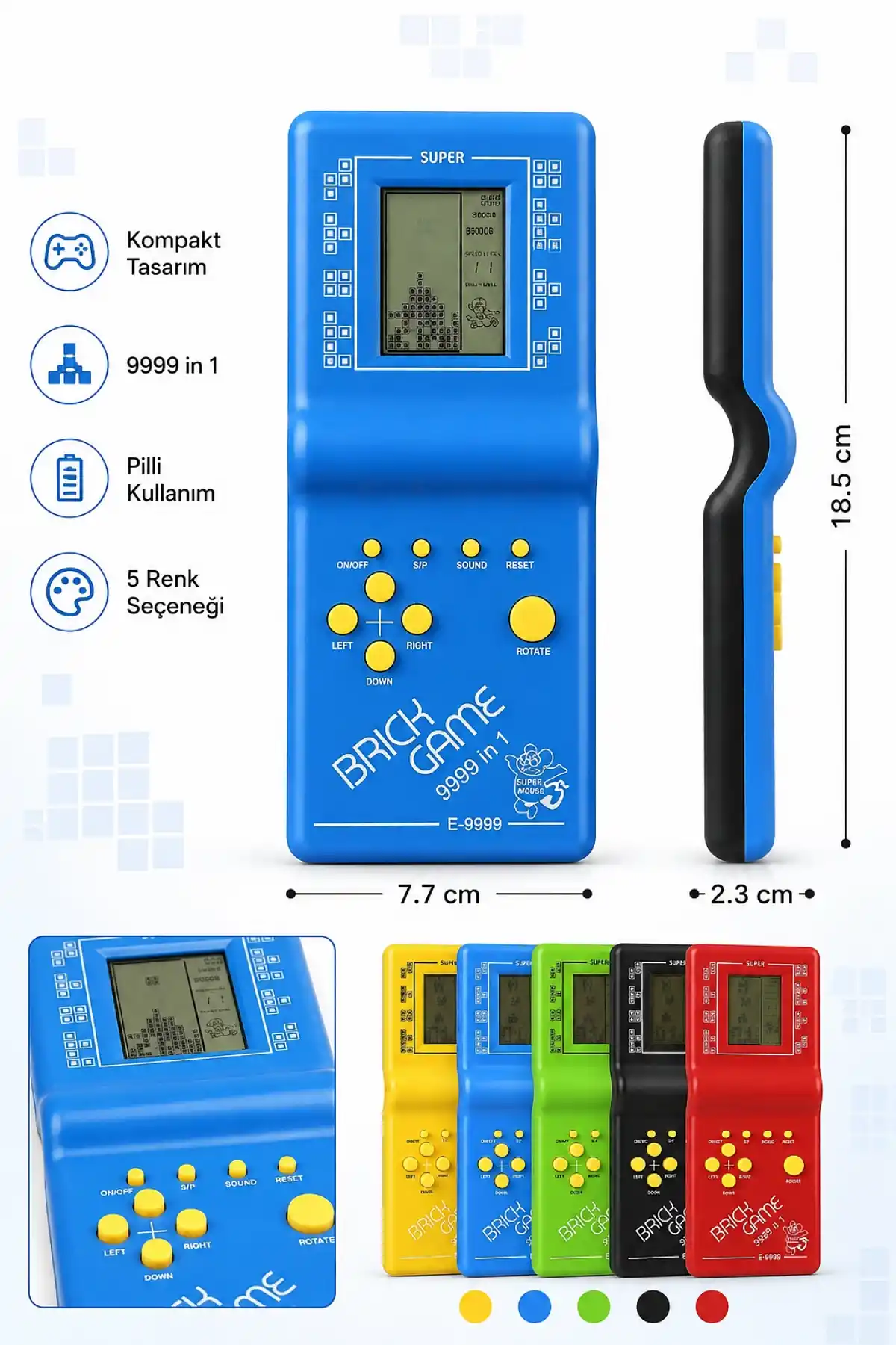 Nostaljik Brick Game El Atarisi Oyun Konsolu 9999 in 1 Pilli Atari Eğlenceli Çocuk Oyuncağı