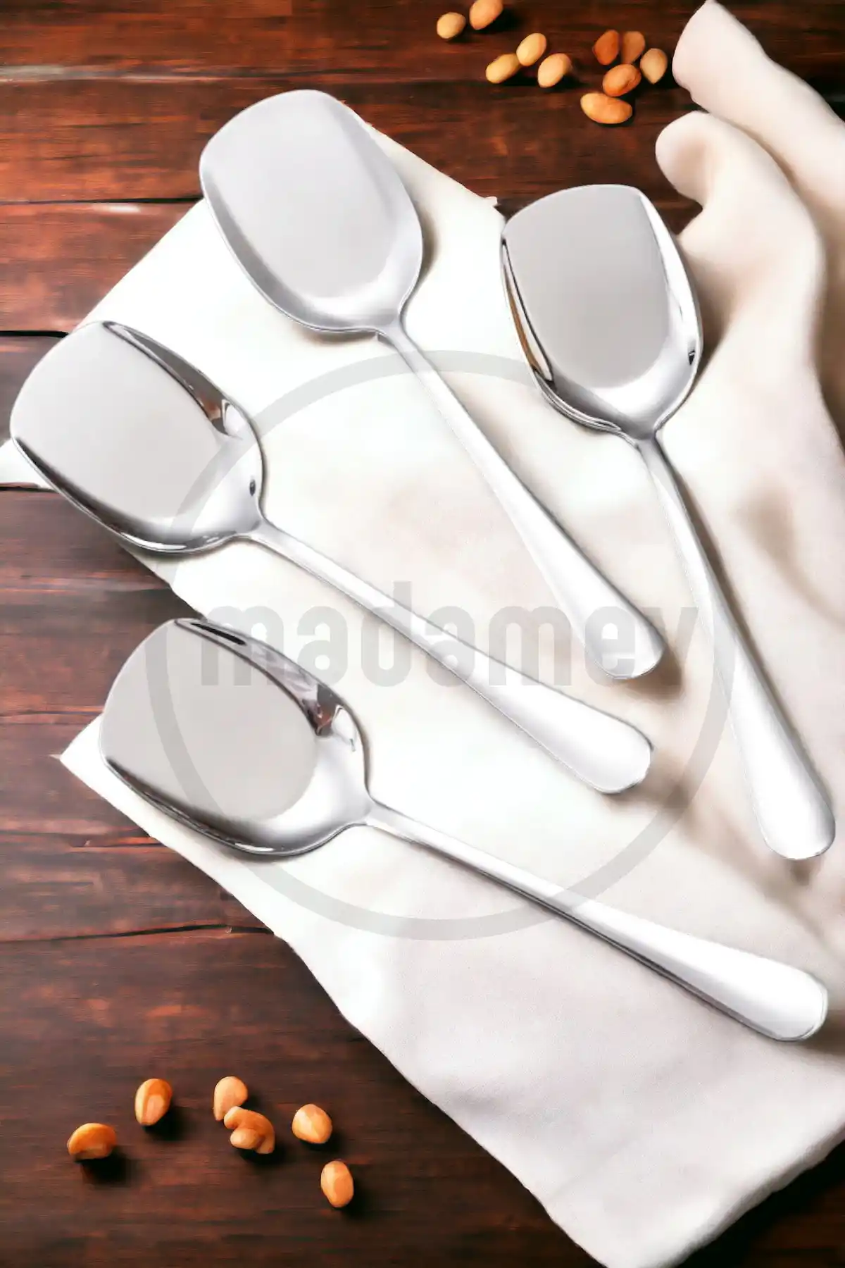 4lü Lüx Servis Kaşığı Seti Büyük Boy Paslanmaz Çelik Kaşık Salata Yemek Mutfak Kaşığı