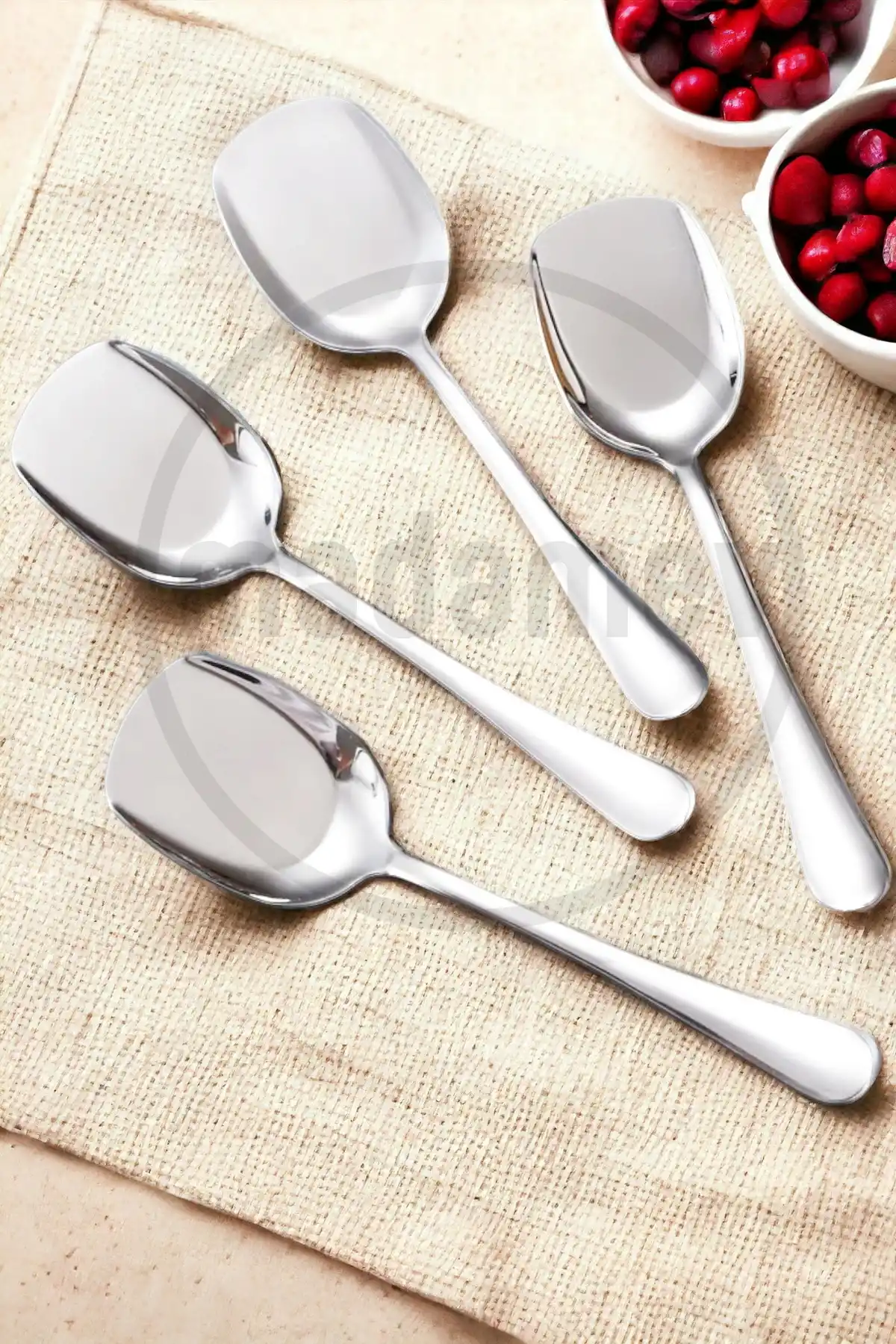 4lü Lüx Servis Kaşığı Seti Büyük Boy Paslanmaz Çelik Kaşık Salata Yemek Mutfak Kaşığı