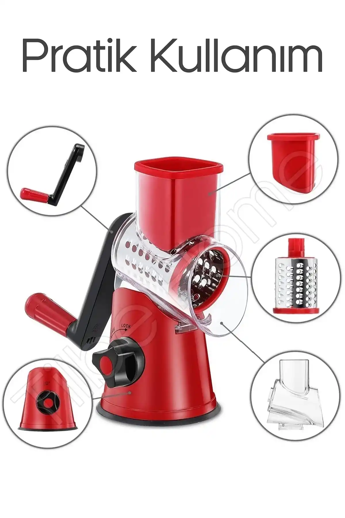 Vegetable Grinder Dilimleyici Kollu Rende Öğütücü 3 Çelik Bıçaklı Sebze Doğrayıcı Mutfak Robotu