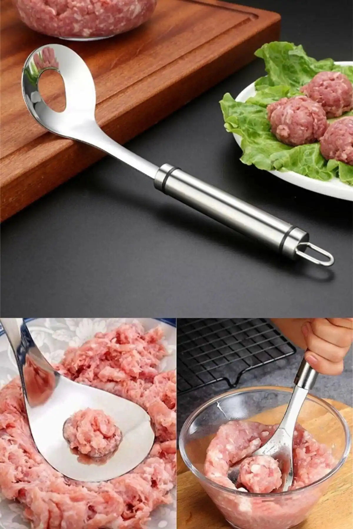 6lı Lokma Kaşığı Paslanmaz Çelik Köfte Kaşığı Sulu Köfte Lokma Pirinç Top Köfte Yapma Kaşık