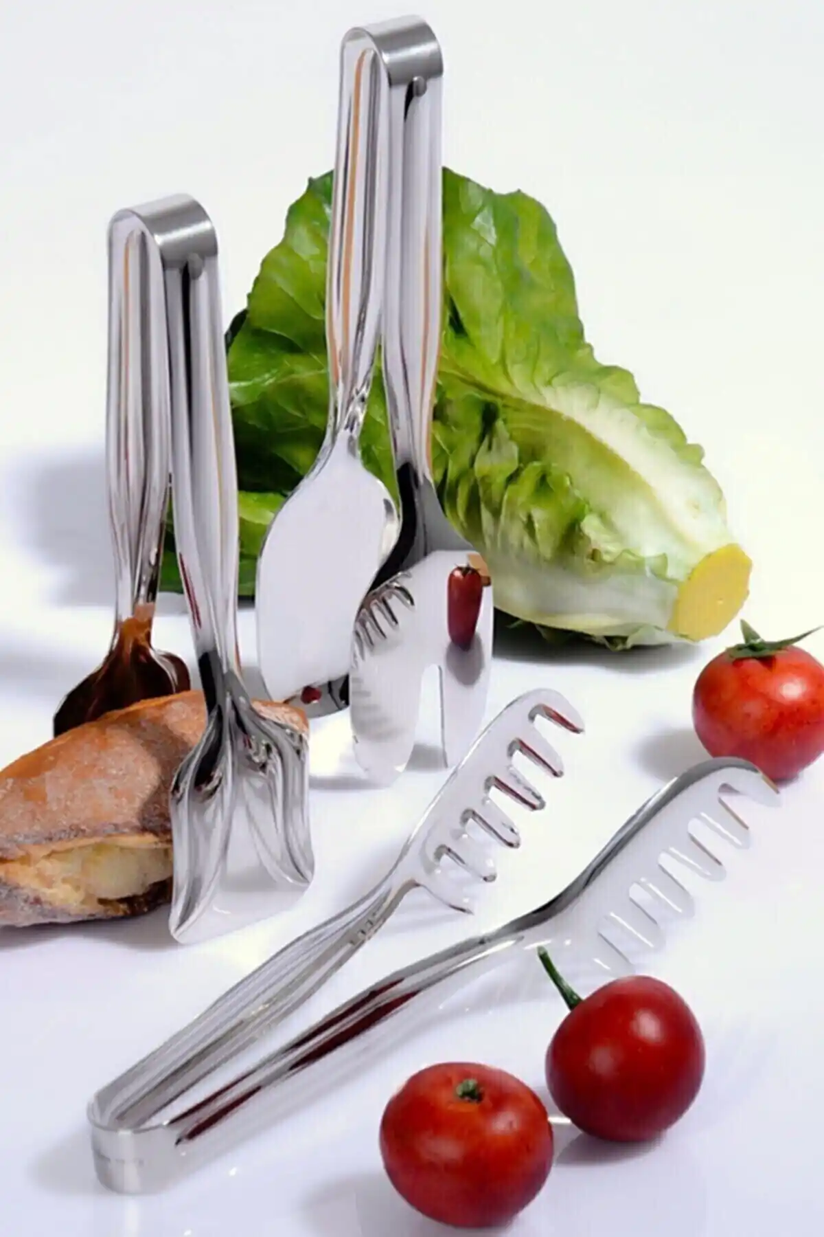 Servis Sunum Maşa Seti Çelik Mutfak Salata Makarna Maşa Lüx Paslanmaz Metal Kek Börek Pasta Maşası