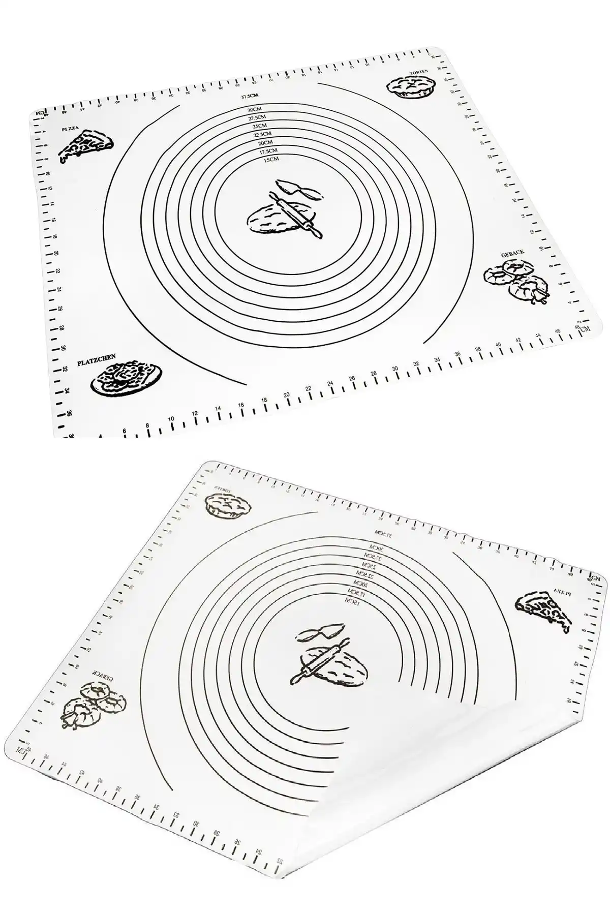 Silikon Hamur Matı Hamur Açma Pasta Fırın Altlığı Matı Ölçülü Hamur Yoğurma Beyaz Büyük Boy 65X45