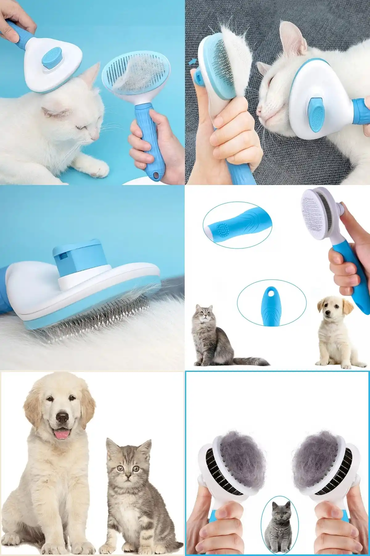 Kedi Fırça ve Tarağı Kıl Tüy Toplama Basmalı Tiftik Kedi Köpek Evcil Hayvan Temizleme Aleti Mavi