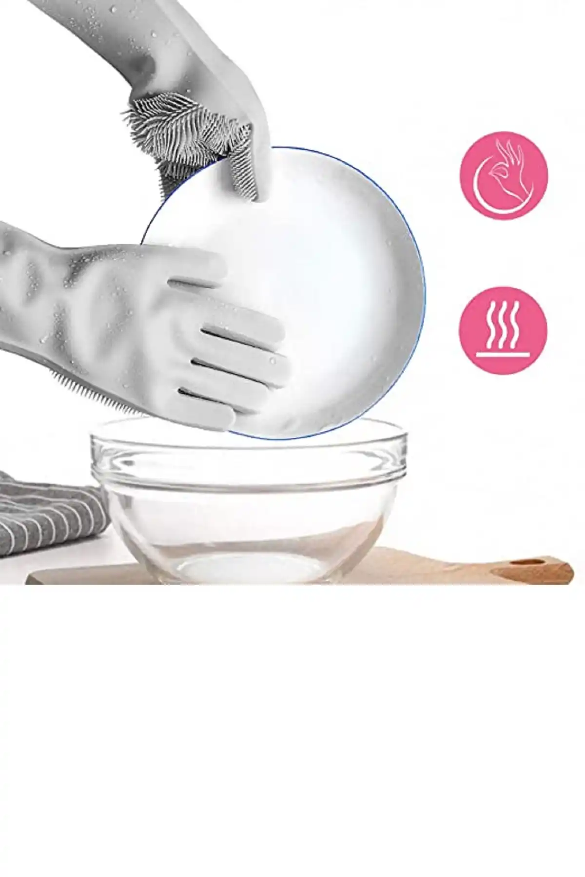 Sihirli Magic Bulaşık Eldiveni Tırtıklı Elastik Kaymaz Dayanıklı Fırın Mutfak Araç Yıkama Eldiveni