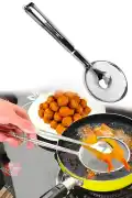 Çelik Süzgeçli Patates Kızartma Yağ Maşası Çok Amaçlı Pratik Maşa Seti - Görsel 4