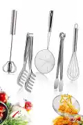 Izgara Maşası Çelik Yumurta Çırpıcısı Kepçe Kevgir Makarna Salata Maşası Karıştırıcı Tel Çırpıcısı - Görsel 1
