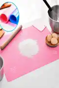 Silikon Hamur Matı Hamur Açma Pasta Fırın Altlığı Matı Ölçülü Hamur Yoğurma Pembe Büyük Boy 65X45 - Görsel 3