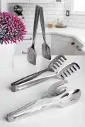 Servis Sunum Maşa Seti Çelik Mutfak Salata Makarna Maşa Lüx Paslanmaz Metal Kek Börek Pasta Maşası - Görsel 1
