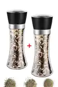 2'li Karabiber Tuz Değirmeni 5 Kademeli Baharat Öğütücü Çevirmeli Büyük Boy Tuzluk Seti - Görsel 2