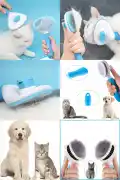 Kedi Fırça ve Tarağı Kıl Tüy Toplama Basmalı Tiftik Kedi Köpek Evcil Hayvan Temizleme Aleti Mavi - Görsel 4