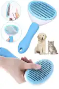 Kedi Fırça ve Tarağı Kıl Tüy Toplama Basmalı Tiftik Kedi Köpek Evcil Hayvan Temizleme Aleti Mavi - Görsel 2