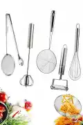 Yağ Maşası Sügeç Çelik Yumurta Çırpıcısı Kevgir Kepçe Tel Çırpıcısı Metal Patates Sebze Soyacağı - Görsel 1