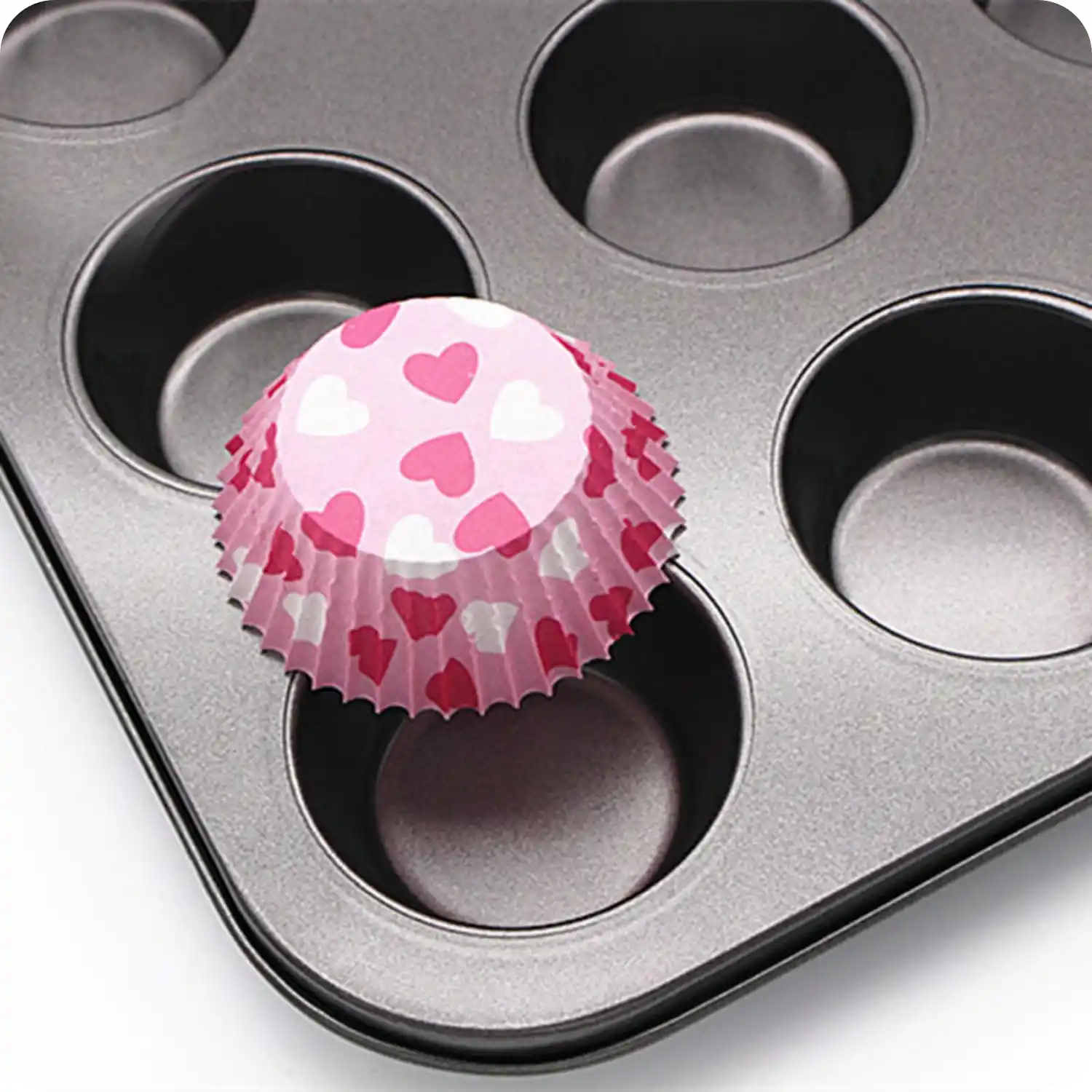 Cupcake Muffin Kalıbı 12li Kek Yanmaz Kurabiye Kalıbı Fırın Çörek Kapsül Tepsisi Paslanmaz Siyah