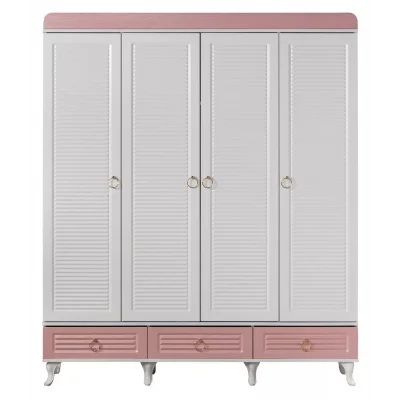 Aqua Pink 4 Kapılı Bebek Odası Dolap