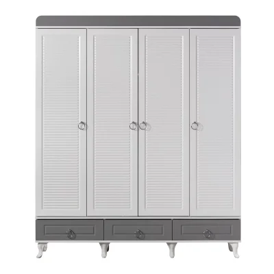Aqua Grey 4 Kapılı Bebek Odası Dolap