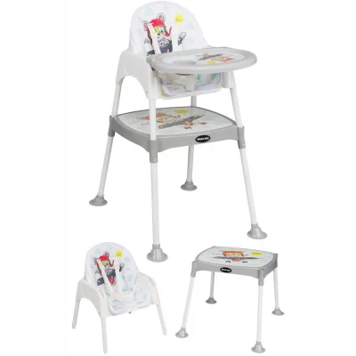 Maxi Taxi Baby Feeding 3in1 Çalışma Masalı Mama Sandalyesi Gri Uçak