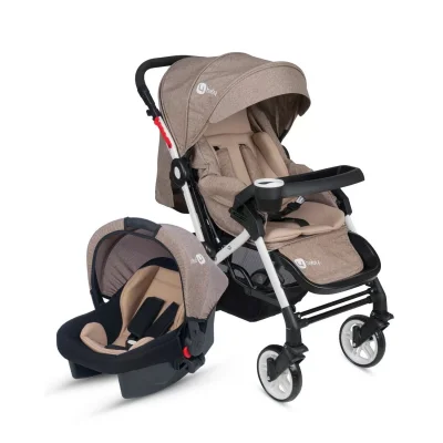 4 Baby Active Beyaz Travel Sistem Bebek Arabası Kahve