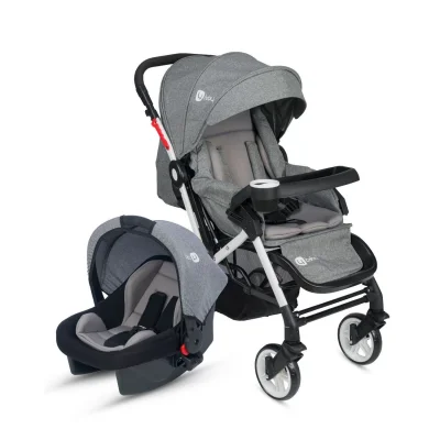 4 Baby Active Beyaz Travel Sistem Bebek Arabası Gri