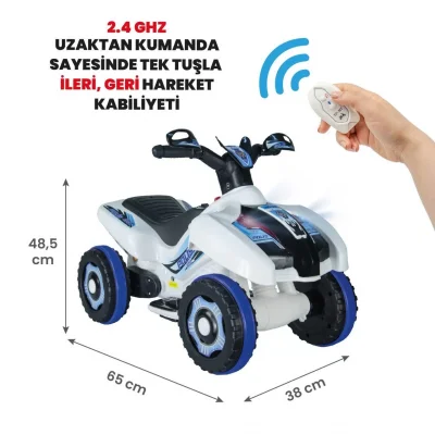 Uj Toys Uzaktan Kumandalı Akülü Atv 6V Ranger Beyaz Polis