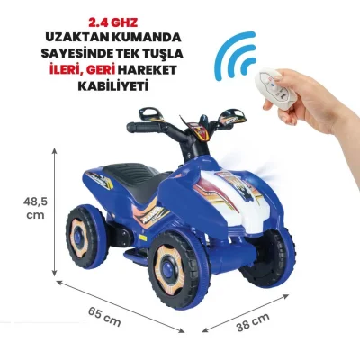 Uj Toys Uzaktan Kumandalı Akülü Atv 6V Ranger Mavi