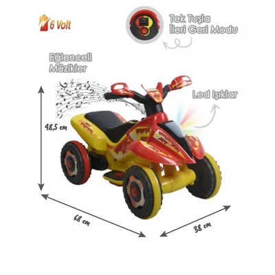 Led Işıklı Müzikli Akülü Atv Taraftar Sarı Kırmızı
