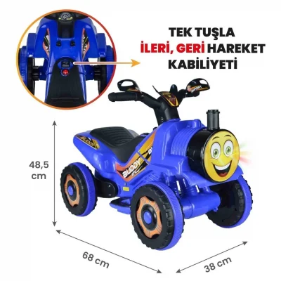 Uj Toys Müzikli ve Led Işıklı Akülü Atv 6V Buddy Mavi