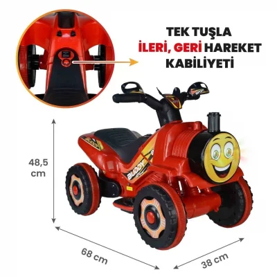 Uj Toys Müzikli ve Led Işıklı Akülü Atv 6V Buddy Kırmızı