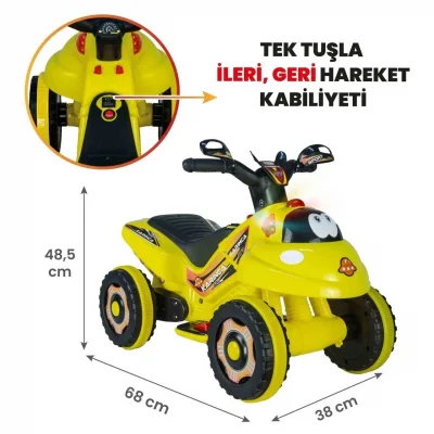 Uj Toys Müzikli ve Led Işıklı Akülü Atv 6V Karınca Sarı