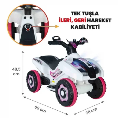 Uj Toys Müzikli ve Led Işıklı Akülü Atv 6V Ranger Prenses