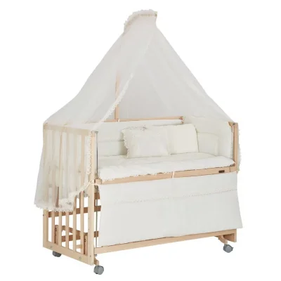 Baby Tech Extra 60x120 Boyasız Ahşap Anne Yanı Beşik