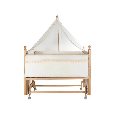 Baby Tech Klasik Anne Yanı 60x120 4 Kademeli Naturel Beşik Tekerlekli