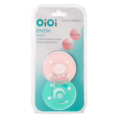 Oioi İkili Emzik 0+ Ay Pembe - Yeşil