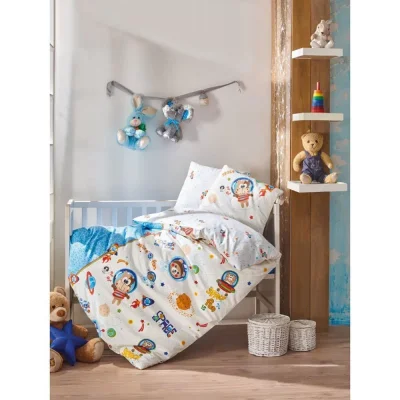 Cotton Box Ranforce Bebek Nevresim Seti-Uzay Oyunu Mavi