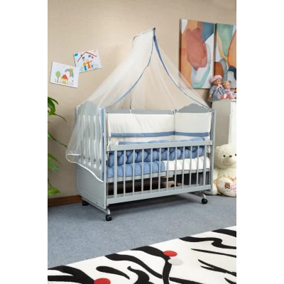 Ahşap Mdf Anne Yanı Beşik, 60x120 4 Kademeli Lake Cilalı Sallanır Tekerlekli Bebek Beşiği