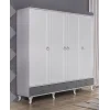 Aqua Grey 4 Kapılı Bebek Odası Dolap