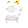 Katlanır Bebek Yıkama Banyo Seti 6 Parça / Pembe