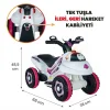 Uj Toys Müzikli ve Led Işıklı Akülü Atv 6V Karınca Beyaz Prenses