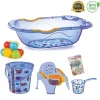 Irak Plastik Lüx Bebek Yıkama Banyo Küvet Seti 6 Parça Mavi