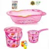 Irak Plastik Lüx Bebek Yıkama Banyo Küvet Seti 5 Parça Pembe